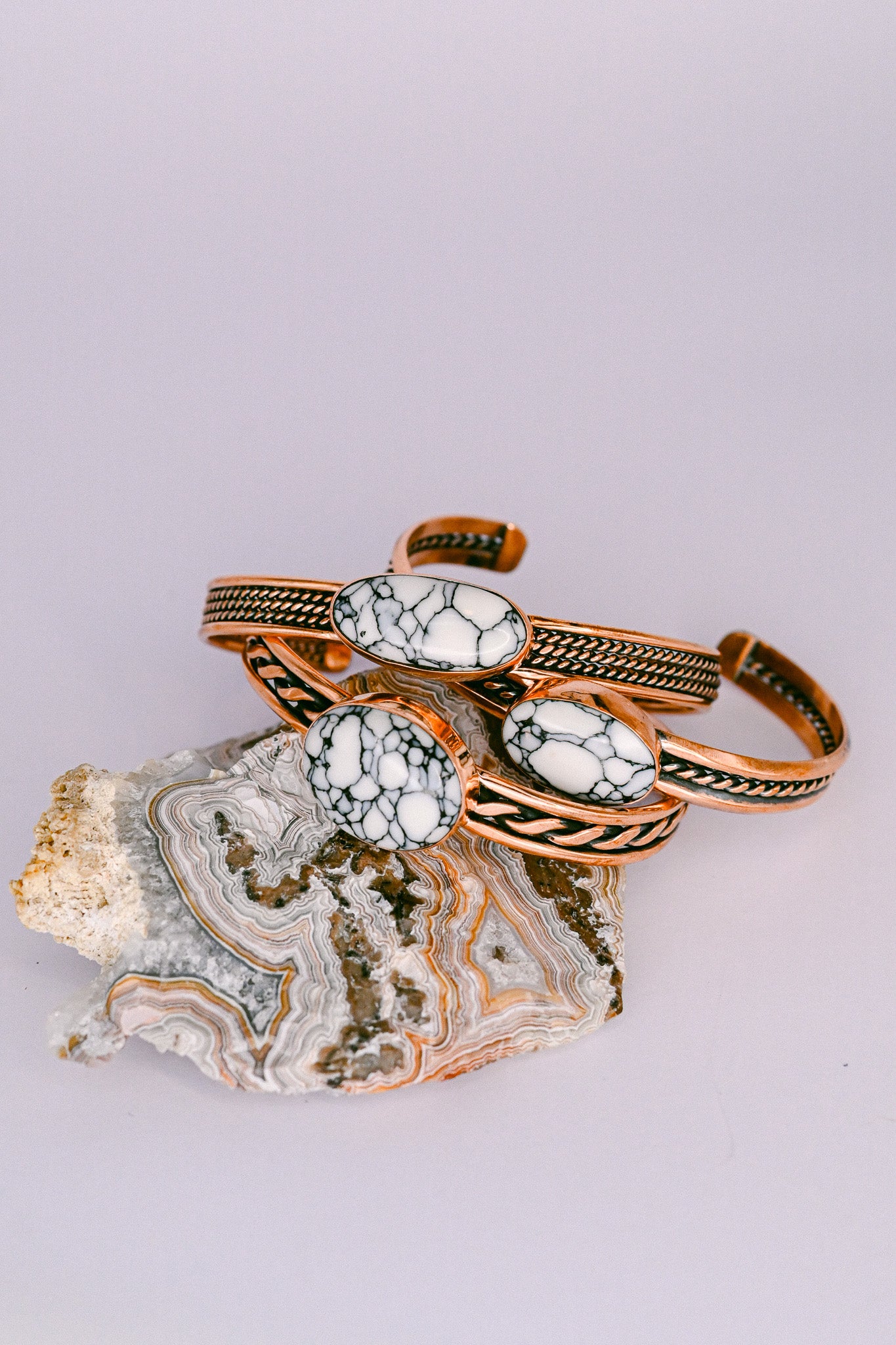 Bennie Watchman Navajo Copper and Gibbsite Cuff Bracelet