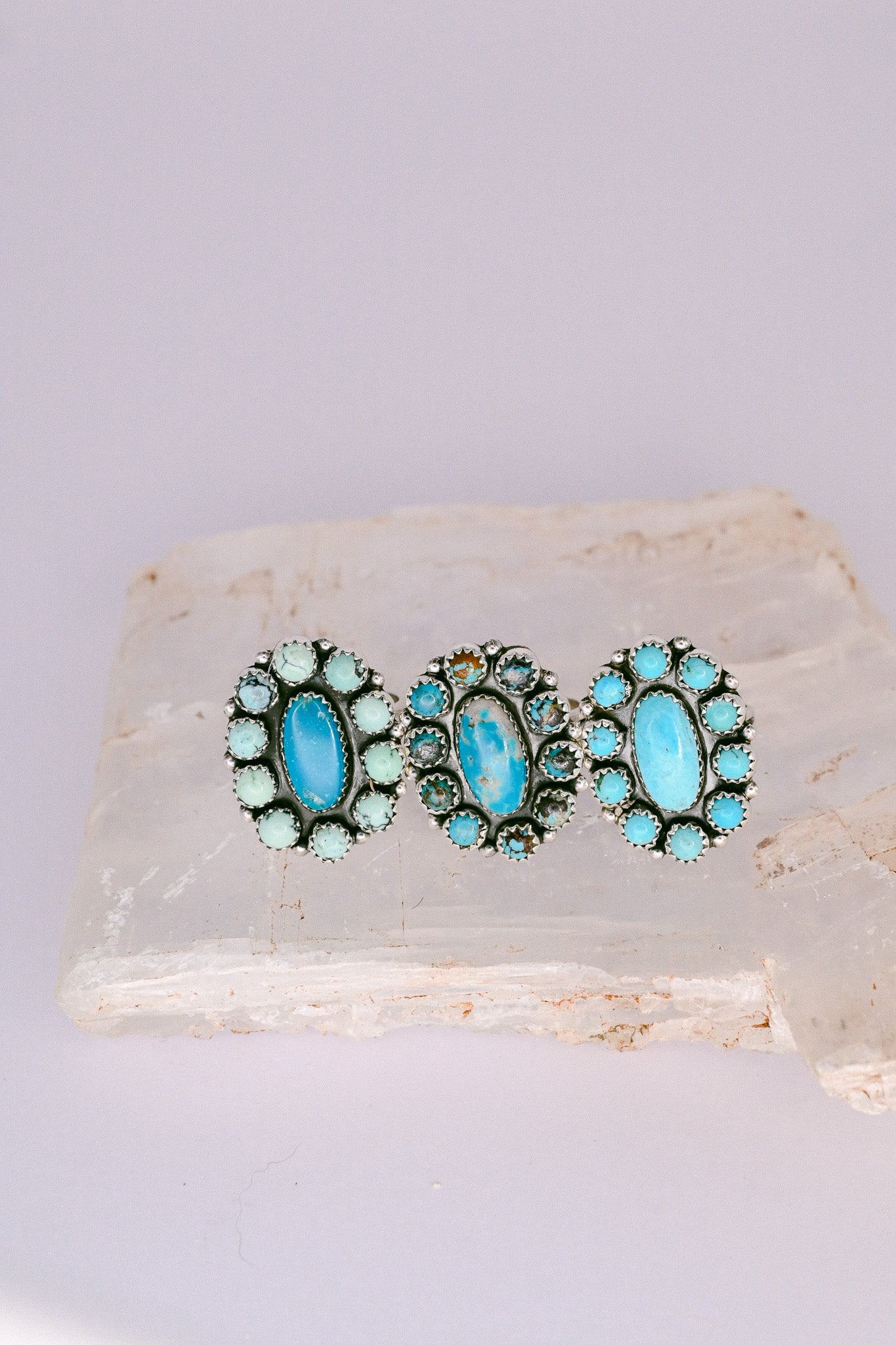 Martin Perry Navajo Sterling Silver and Turquoise Flower Ring
