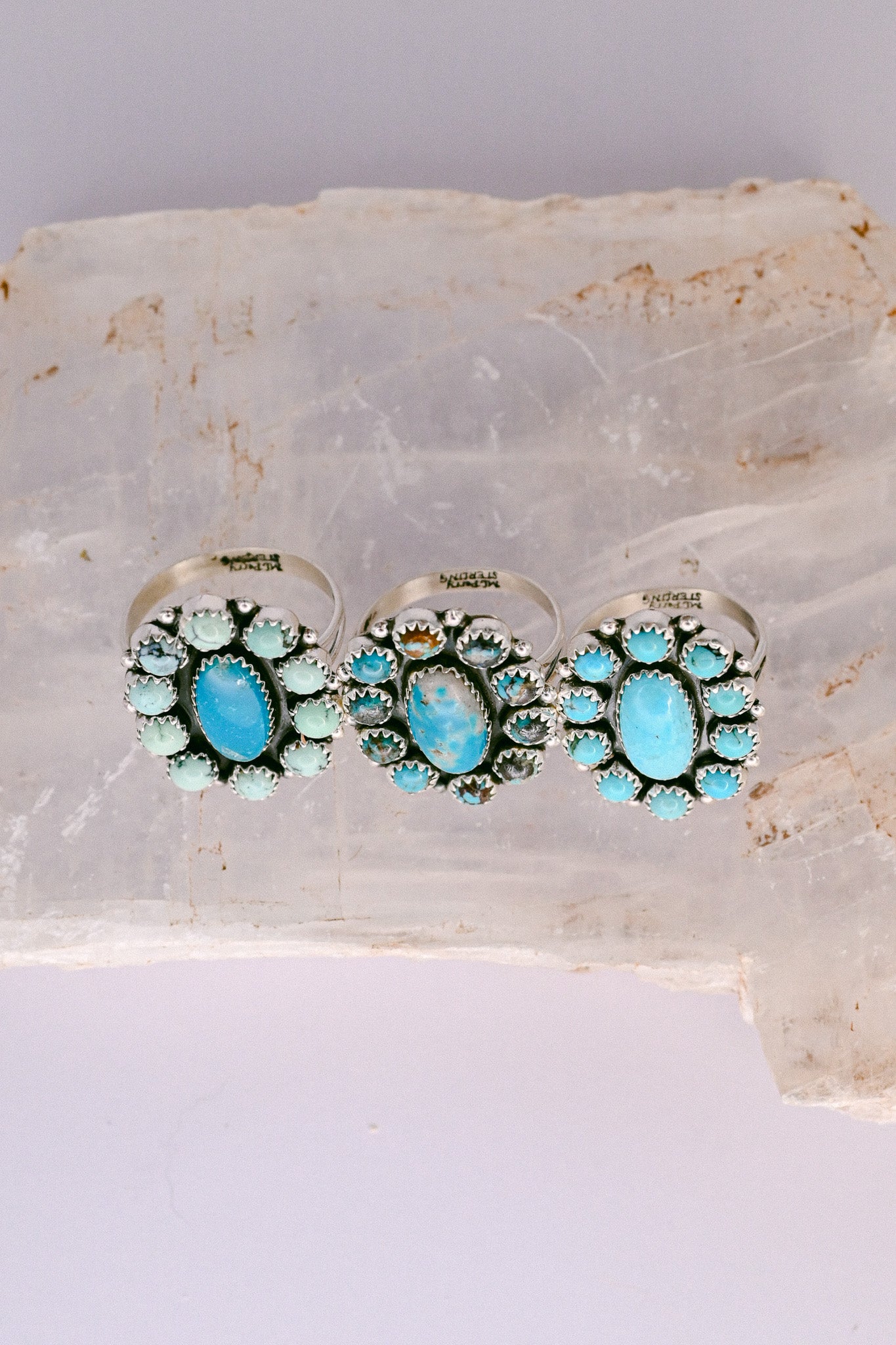 Martin Perry Navajo Sterling Silver and Turquoise Flower Ring