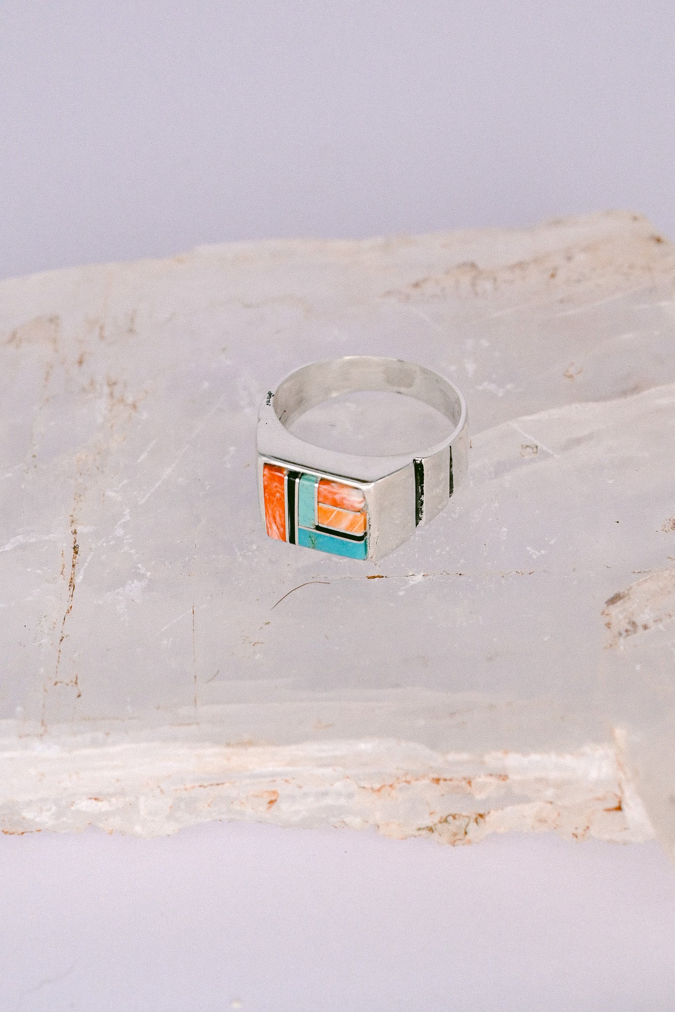 Stanley Manygoats Zuni Turquoise Spiny Oyster Onyx Sterling Silver Ring