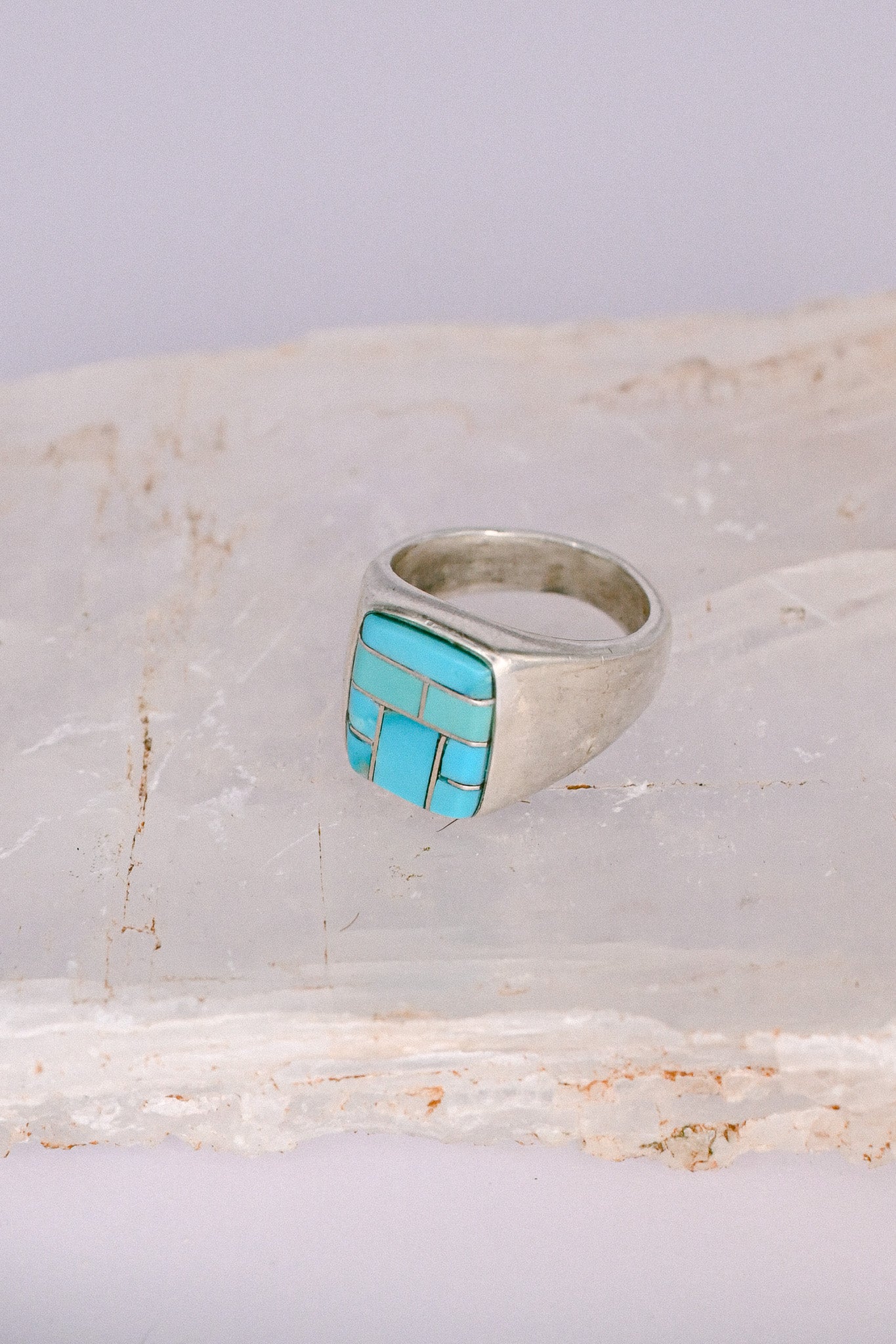 Stanley Manygoats Zuni Turquoise Inlay Sterling Silver Ring (Copy)