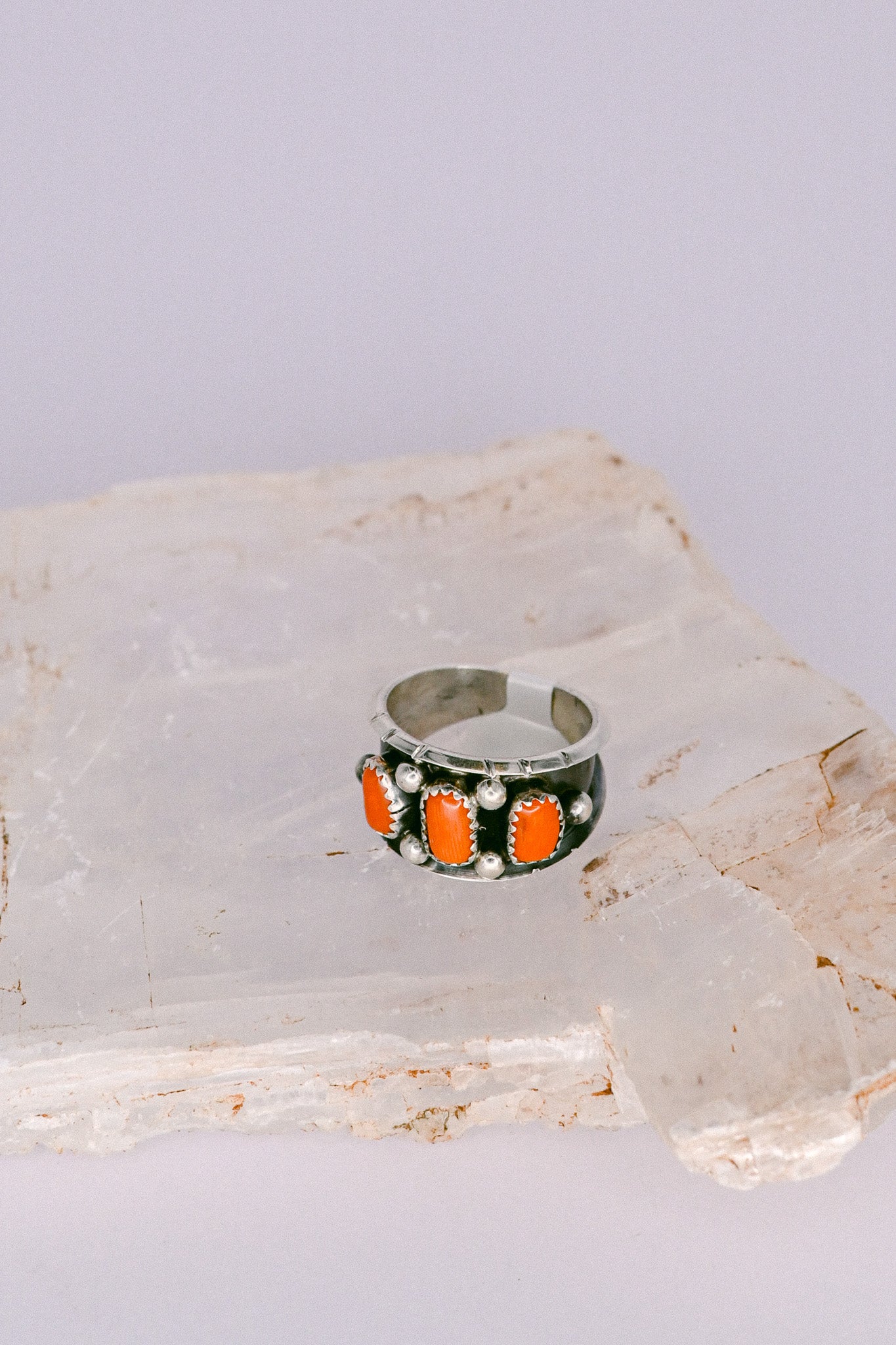 Reed Charley Navajo Sterling Silver Red Coral Ring