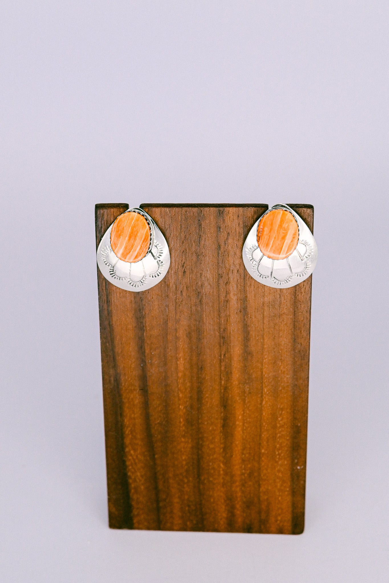 Brenda Pete Navajo Sterling Silver and Gemstone Shell Shape Earrings