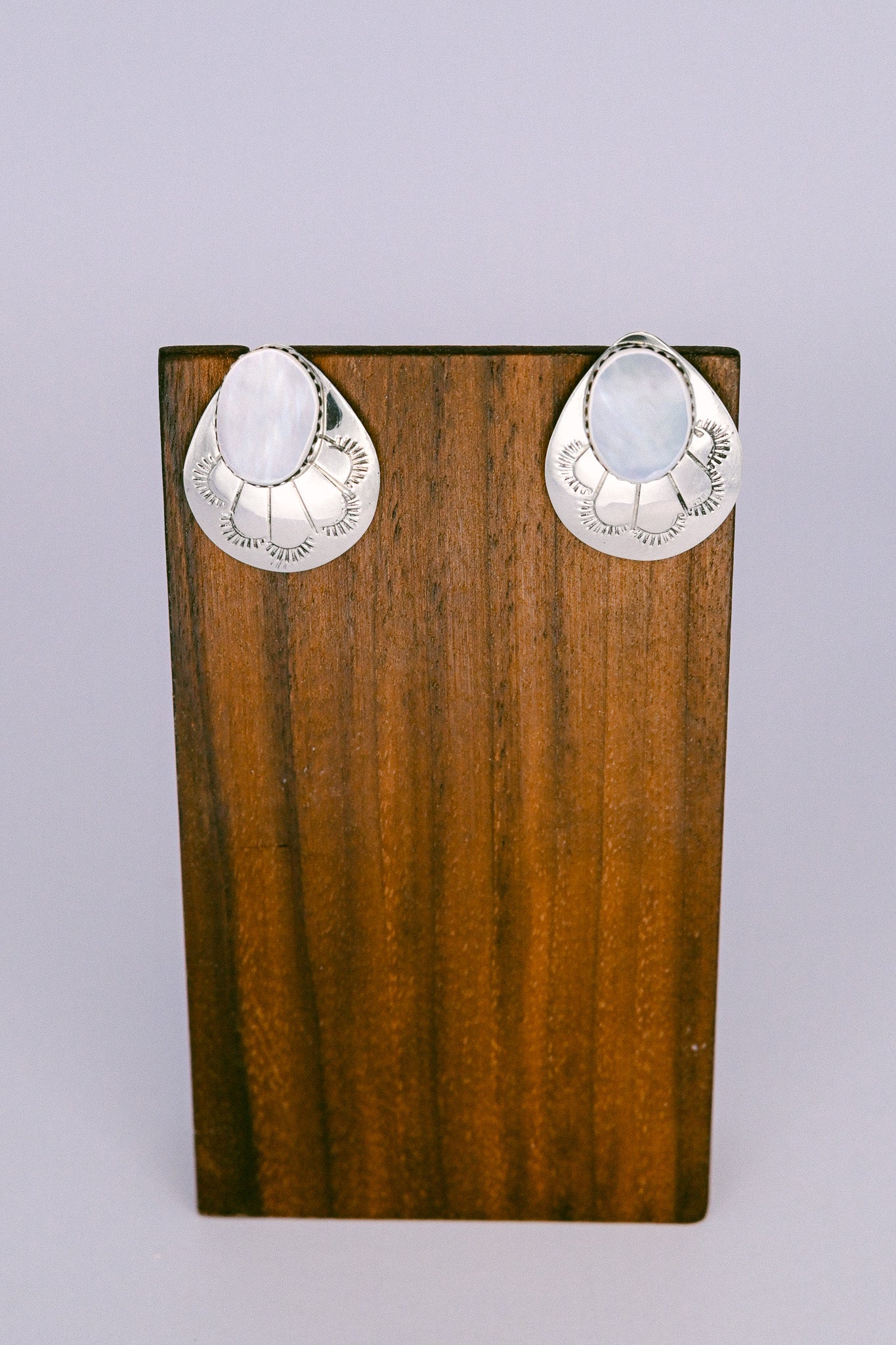 Brenda Pete Navajo Sterling Silver and Gemstone Shell Shape Earrings