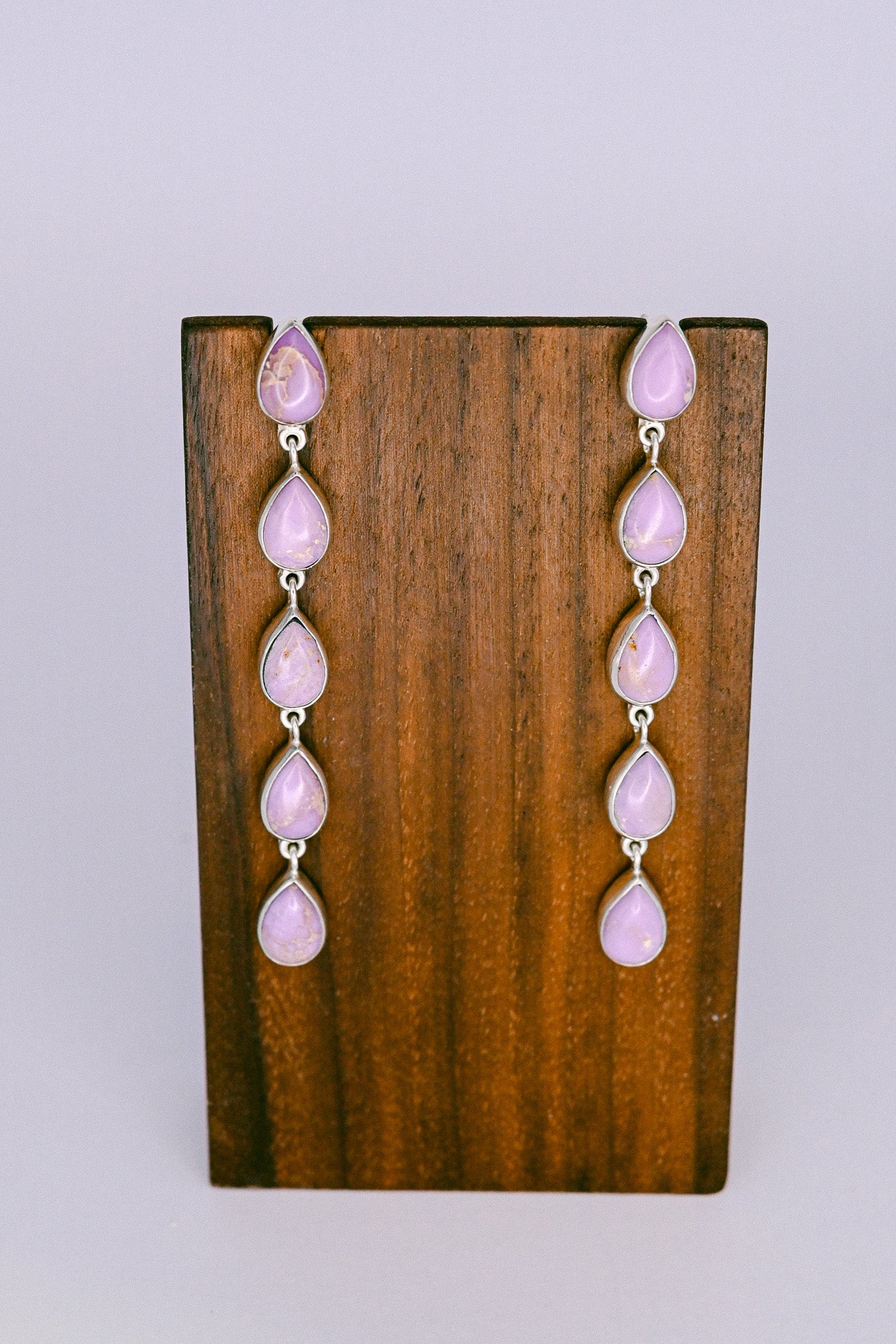 Navajo Purple Jasper Sterling Silver Teardrop Dangle Earrings