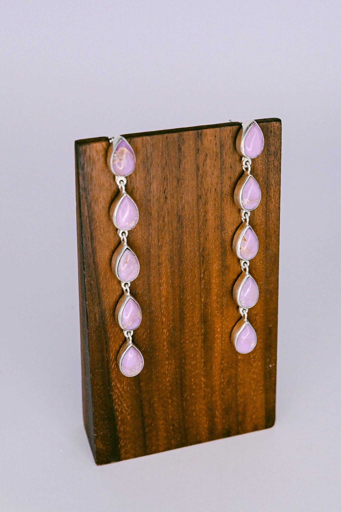 Navajo Purple Jasper Sterling Silver Teardrop Dangle Earrings