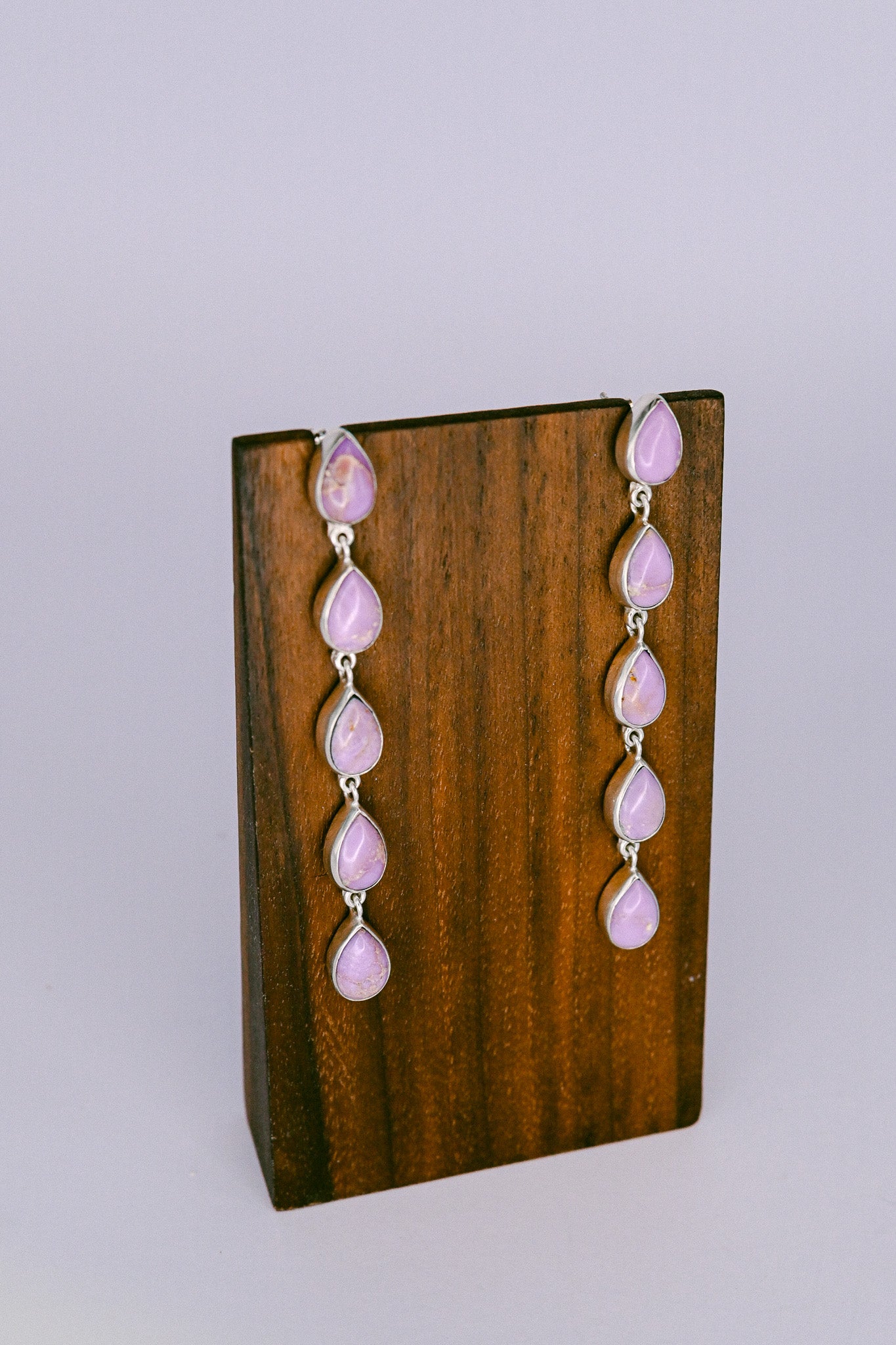 Navajo Purple Jasper Sterling Silver Teardrop Dangle Earrings