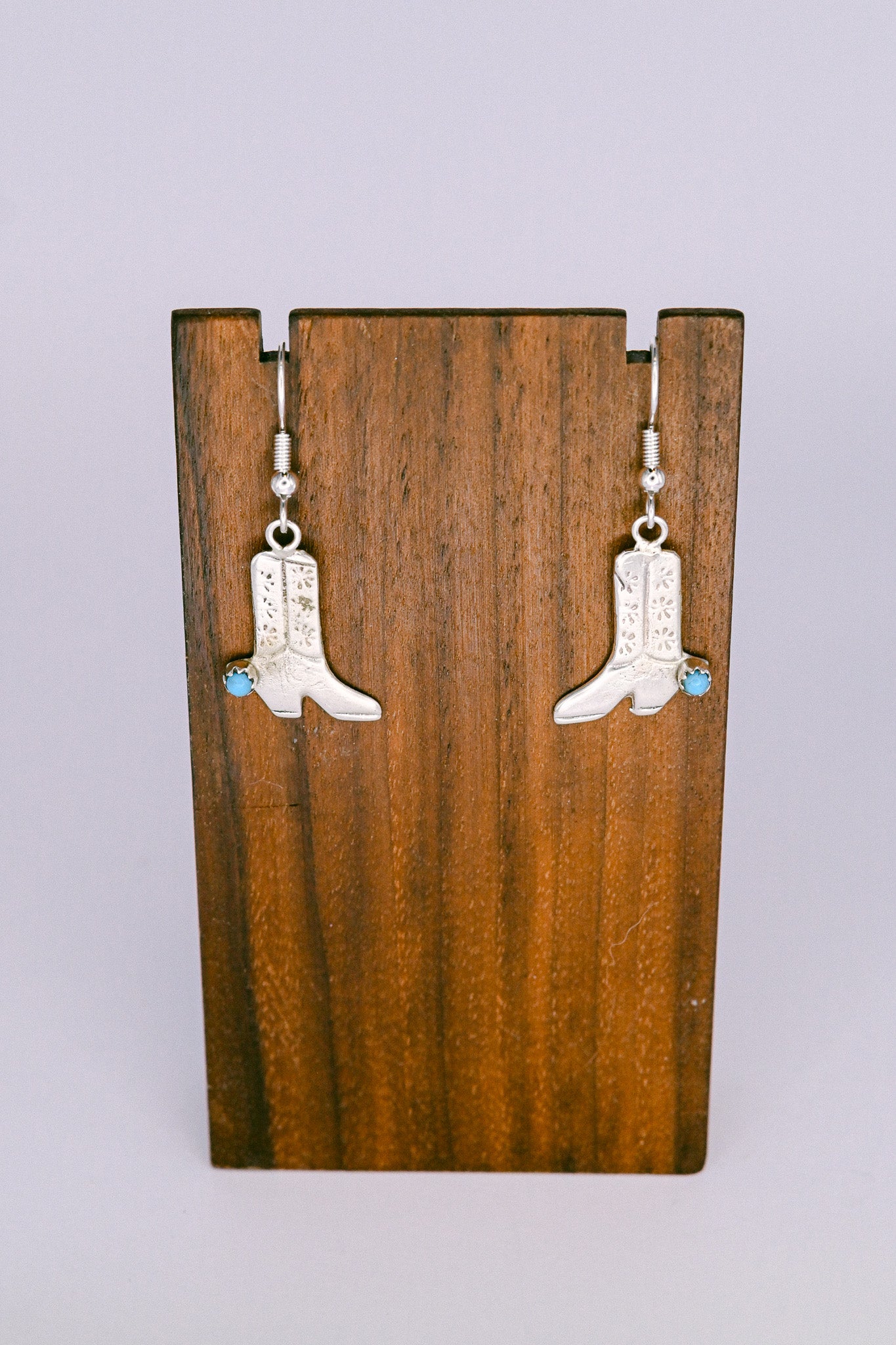 Lorraine Chee Navajo Sterling Silver Turquoise Cowboy Boot Hook Earring