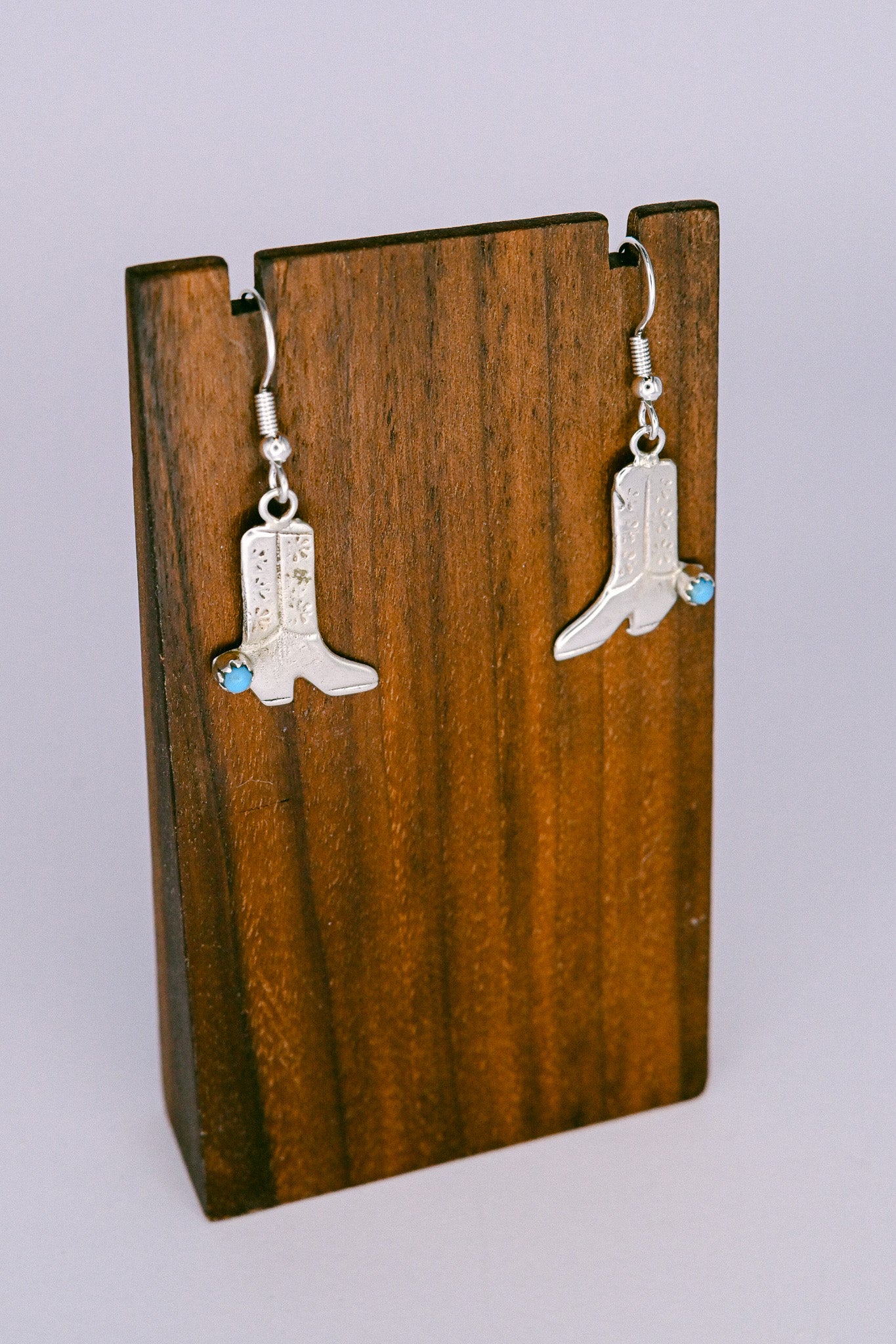 Lorraine Chee Navajo Sterling Silver Turquoise Cowboy Boot Hook Earring
