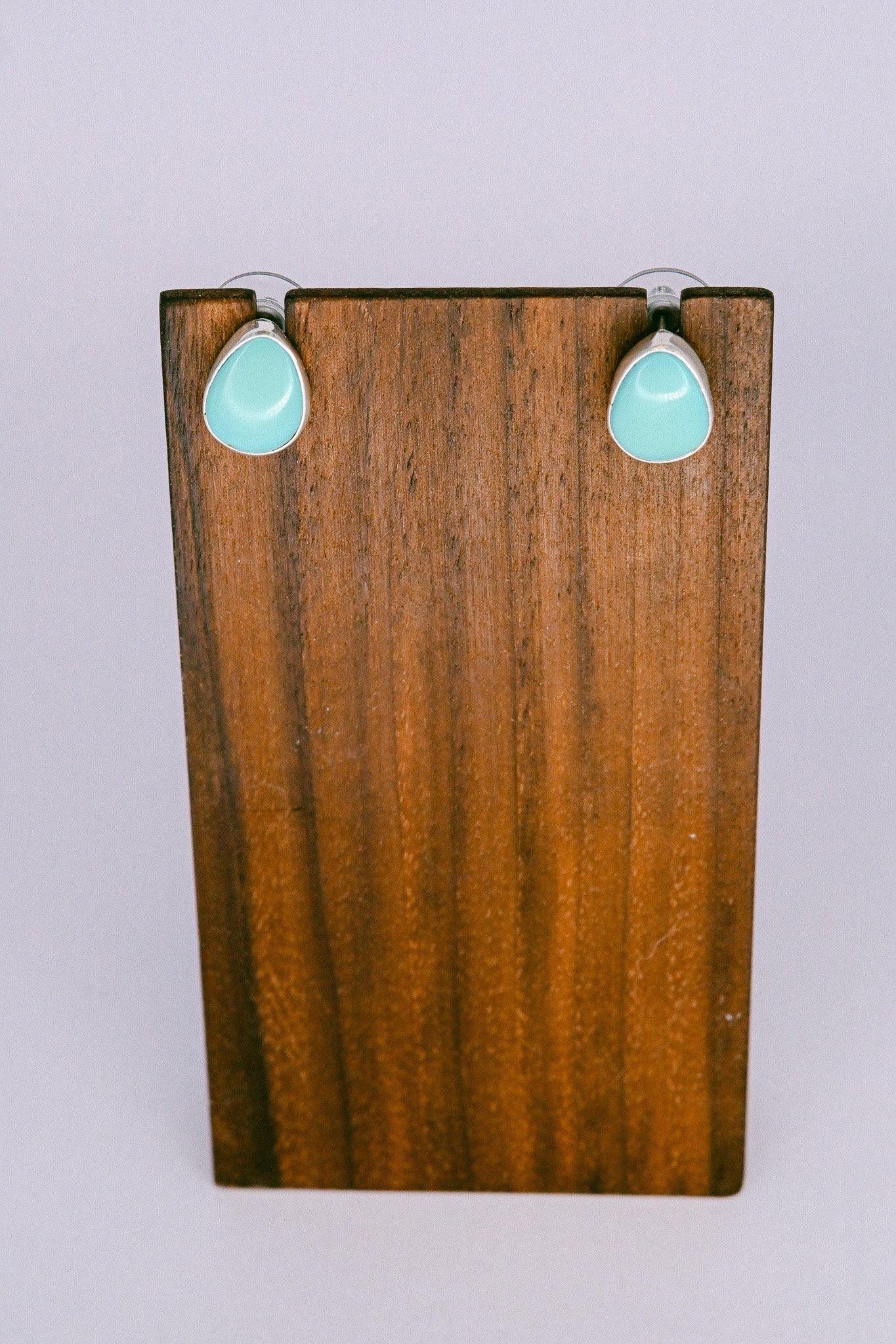 Alice Johnson Navajo Sterling Turquoise Oval Stud Earrings