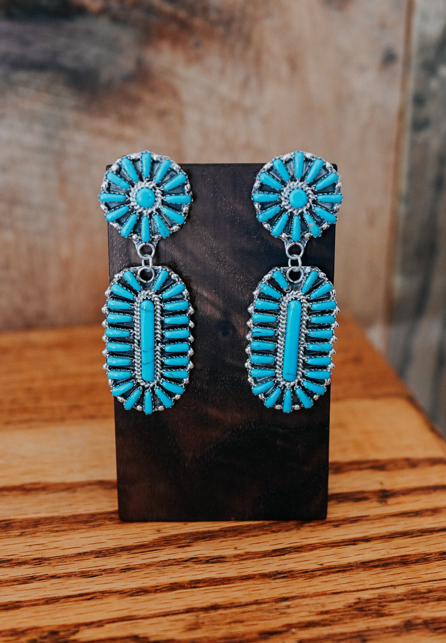 Juliana Benally Navajo Handmade Turquoise Earrings - Fans