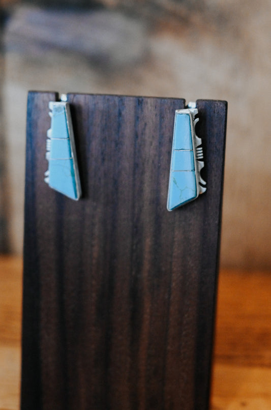 Steve Francisco Navajo Handmade Turquoise Sterling Silver Earrings - Posts