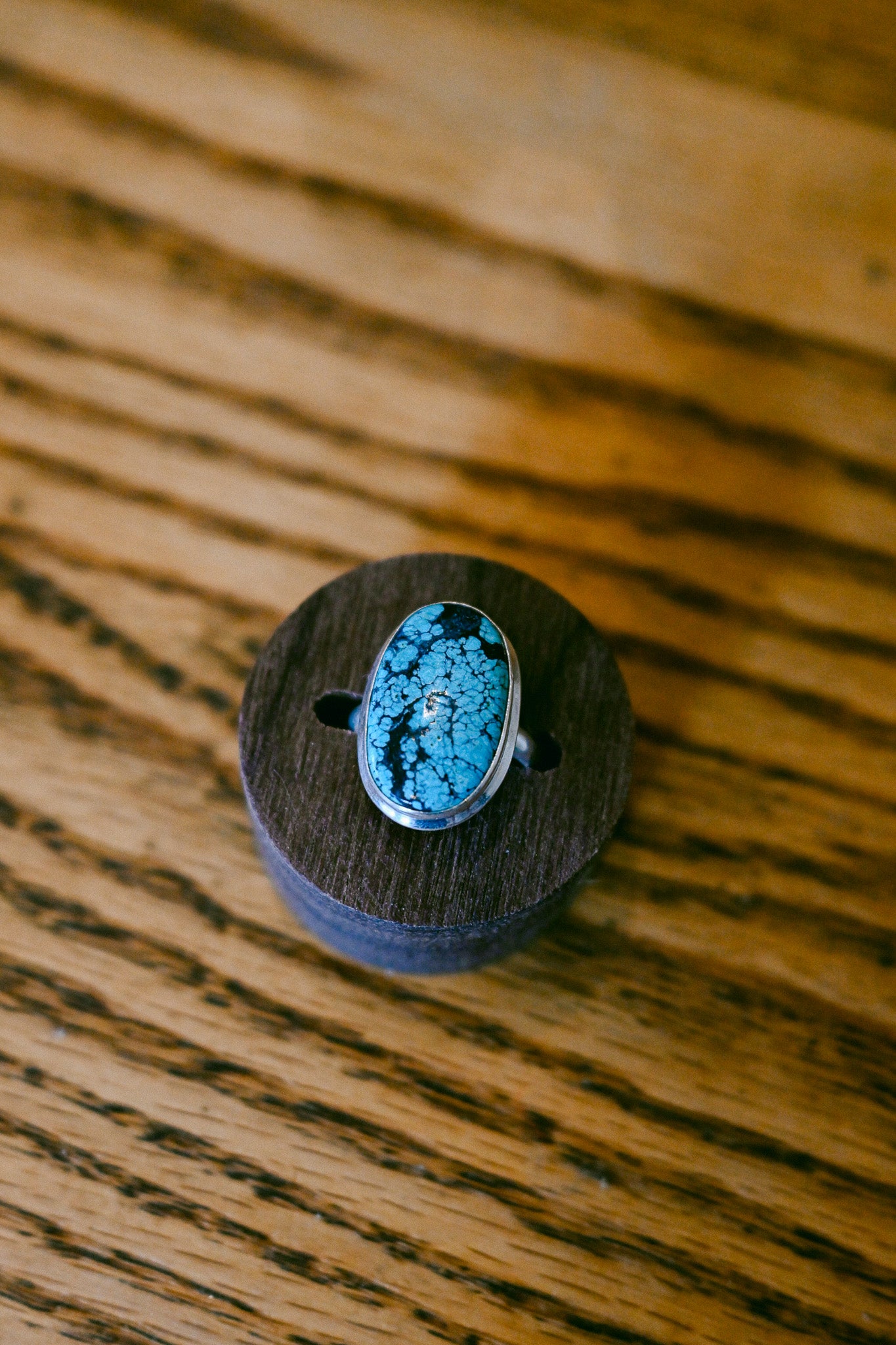 Turquoise Sterling Silver Oval Ring - Large