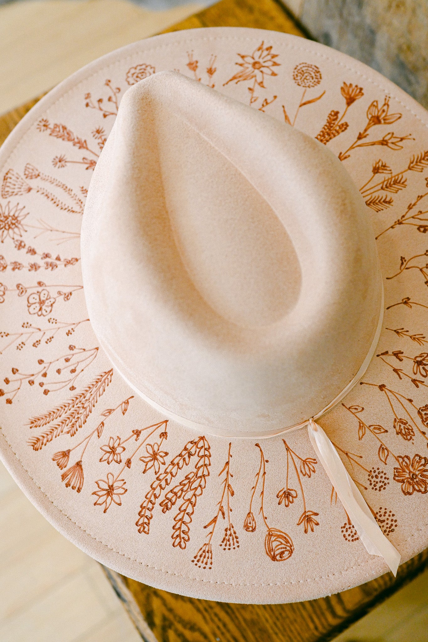The June - Hand-Burned Wildflower Hat