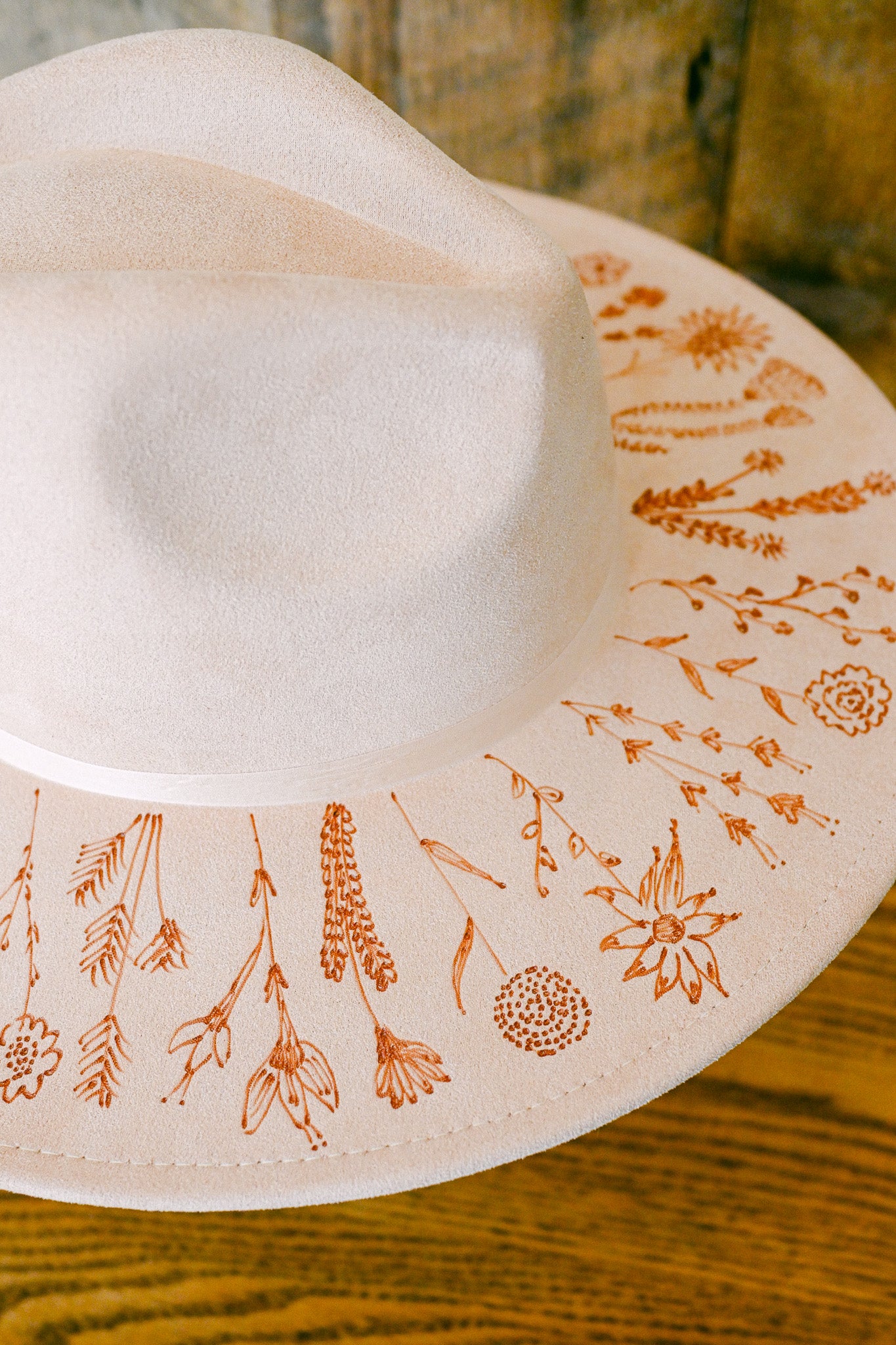 The June - Hand-Burned Wildflower Hat