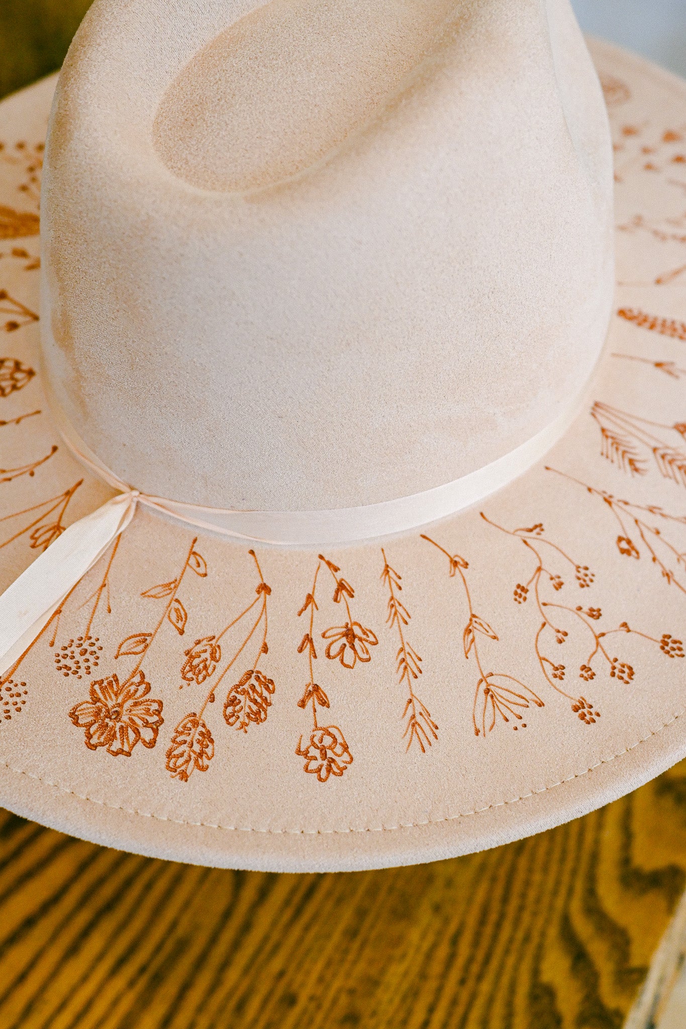 The June - Hand-Burned Wildflower Hat