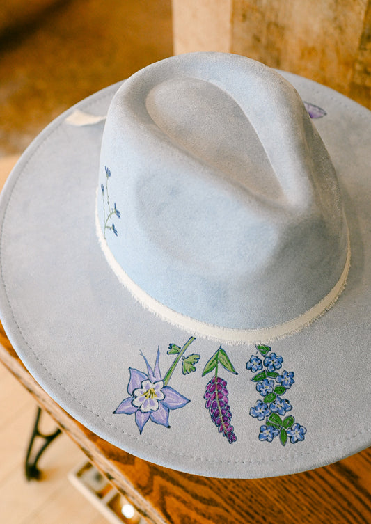 The Mae - Hand-Burned and Hand-Painted Wildflower Hat