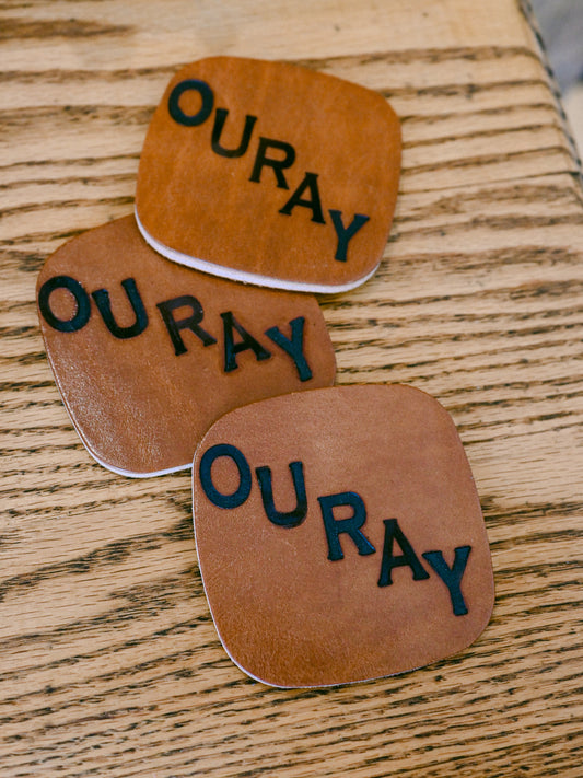 Ouray Branded Leather Coaster