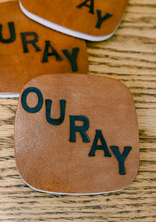 Ouray Branded Leather Coaster