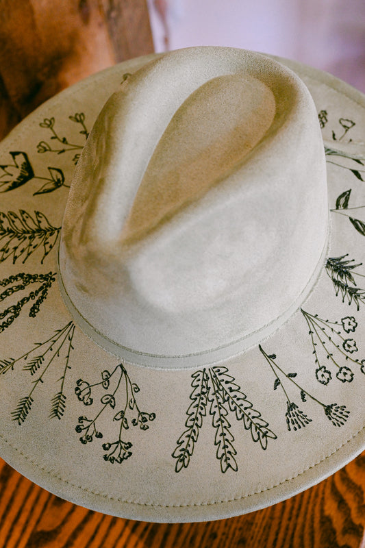 The Millie - Hand-Burned Wildflower Hat