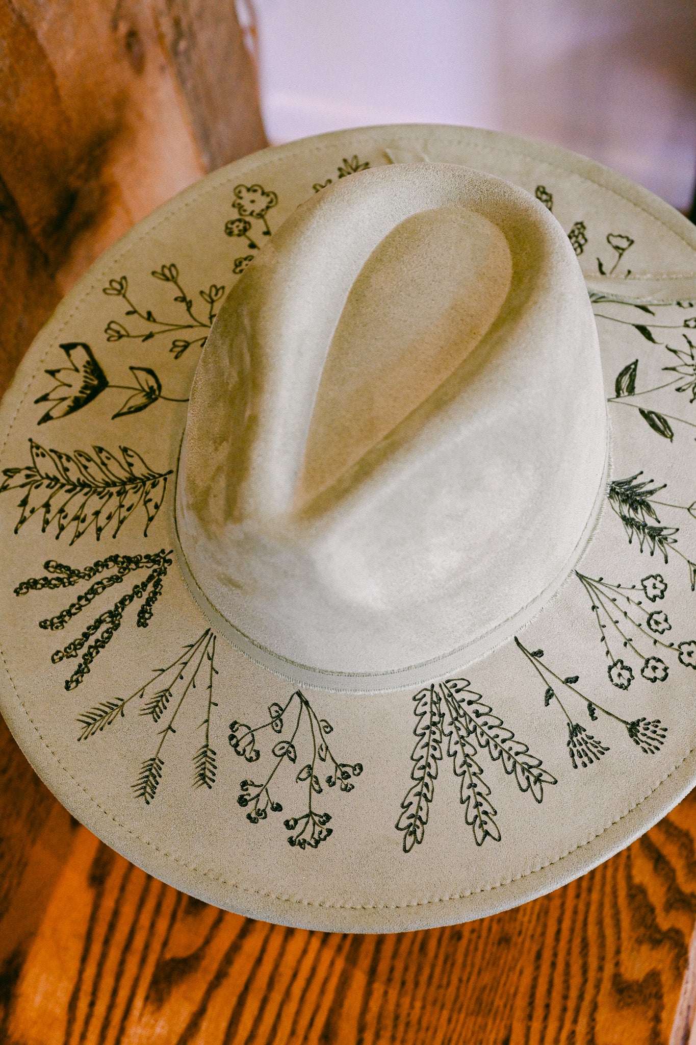The Millie - Hand-Burned Wildflower Hat