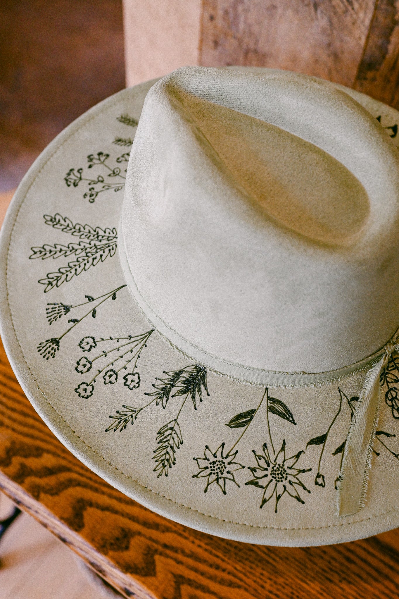 The Millie - Hand-Burned Wildflower Hat