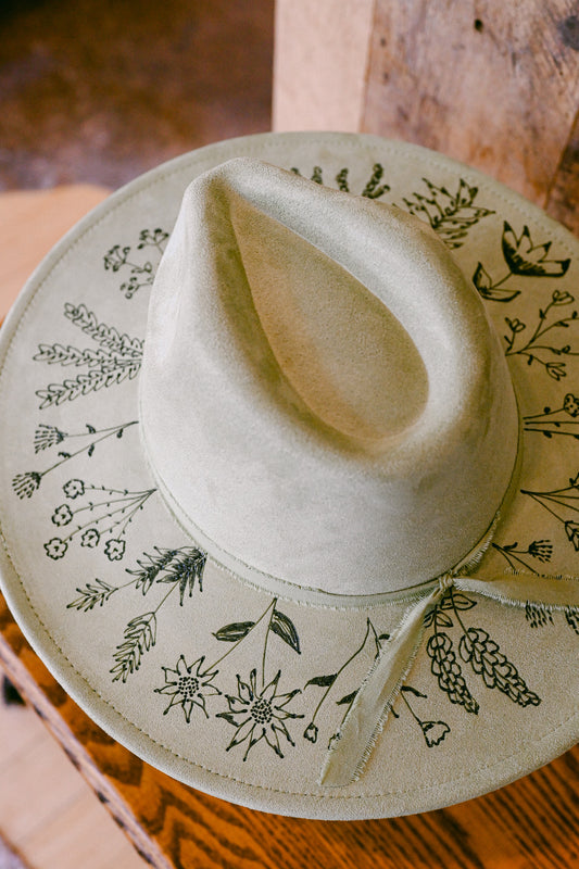 The Millie - Hand-Burned Wildflower Hat