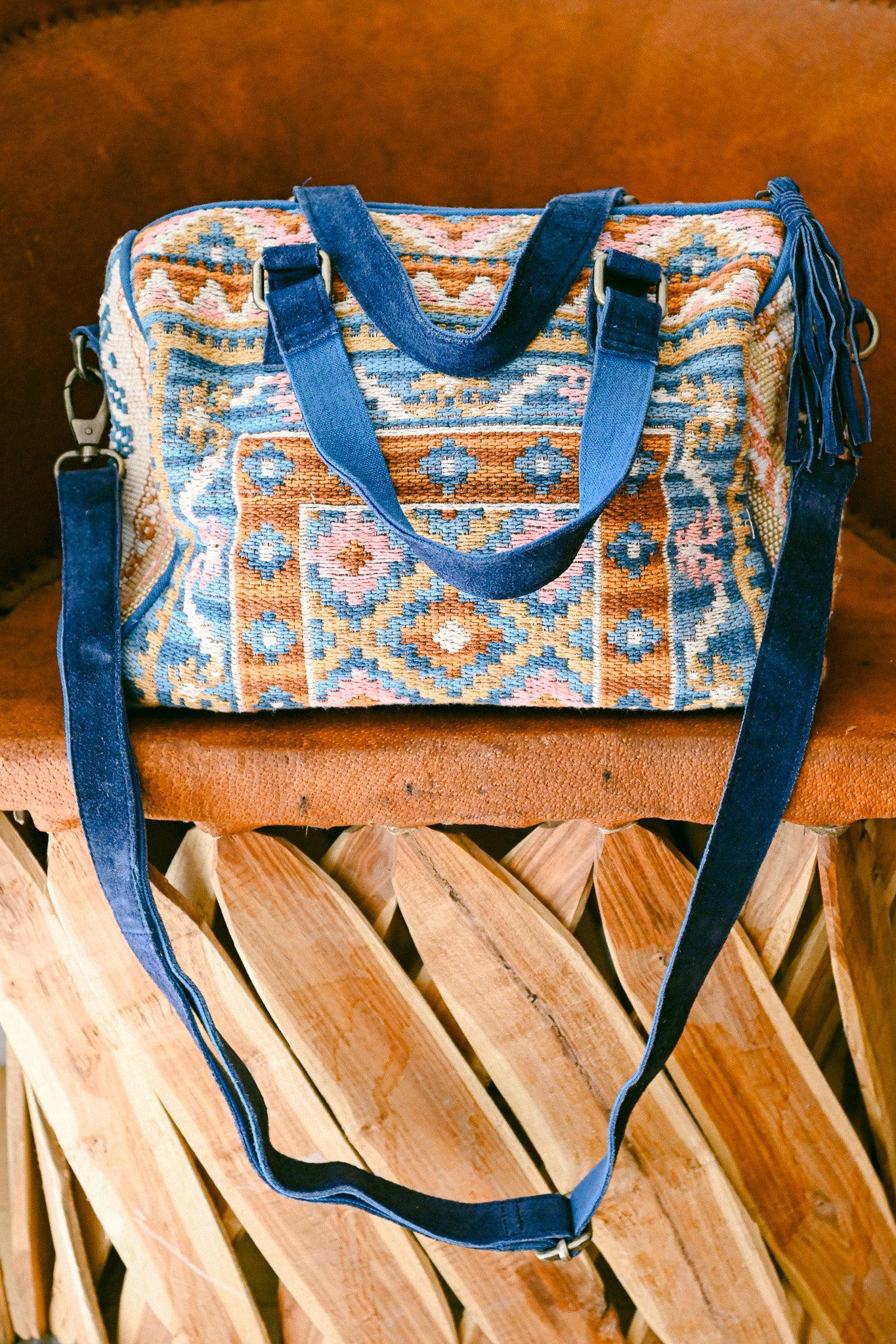 Castle Island Southwest Print Boston Bag