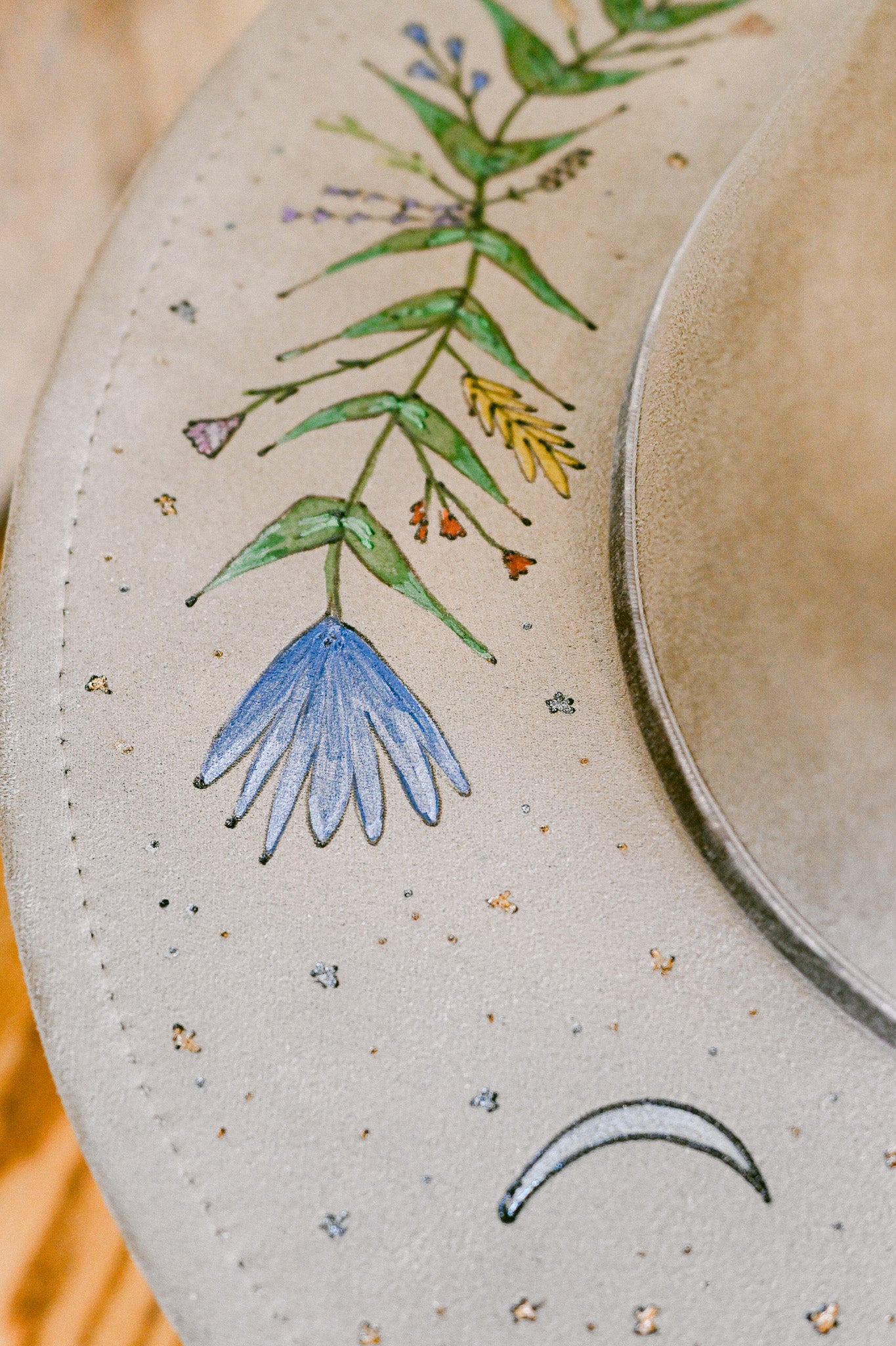 The Rhiannon - Hand-Burned and Hand-Painted Wildflower Hat