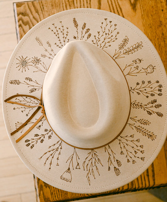 The Dakota - Hand-Burned Wildflower Hat