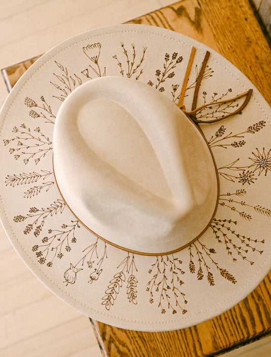 The Dakota - Hand-Burned Wildflower Hat
