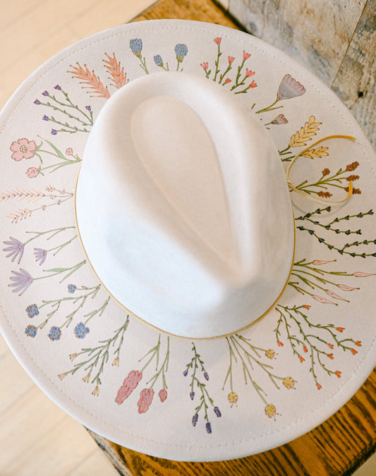 The Merritt - Hand-Burned and Hand-Painted Wildflower Hat