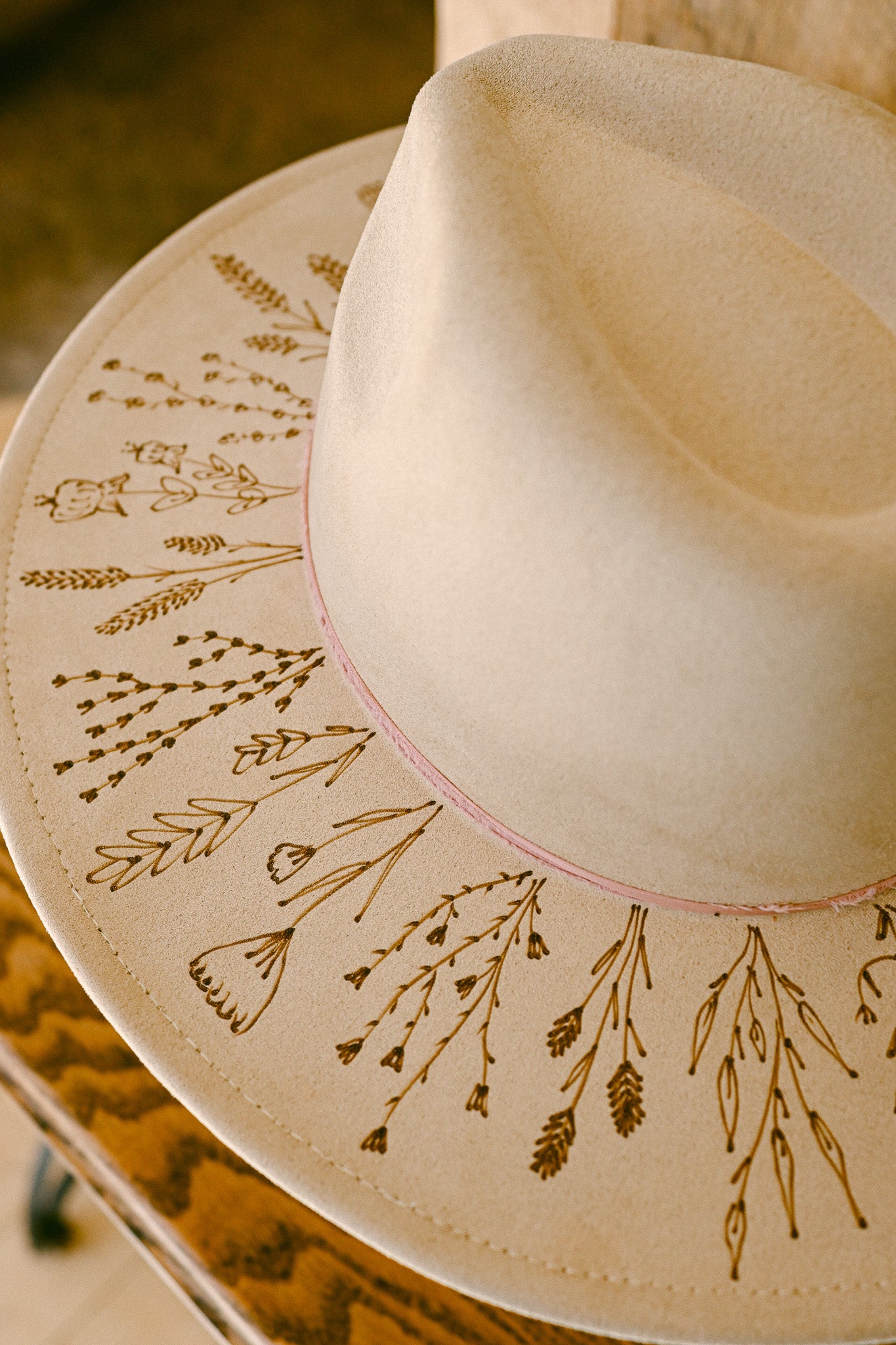 The Nellie - Hand-Burned Wildflower Hat