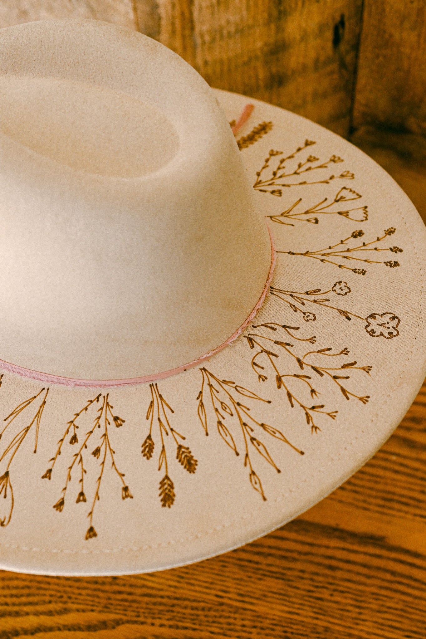 The Nellie - Hand-Burned Wildflower Hat