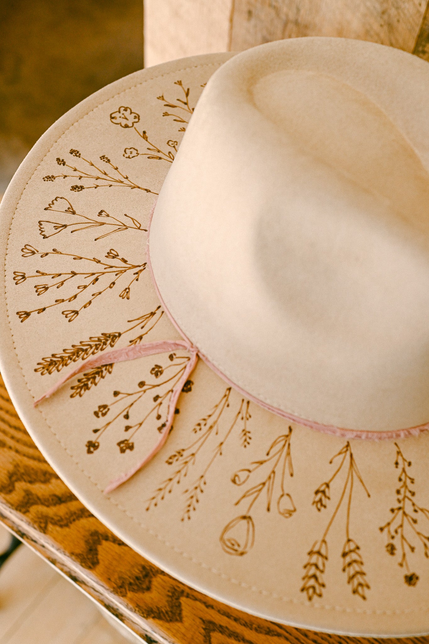 The Nellie - Hand-Burned Wildflower Hat