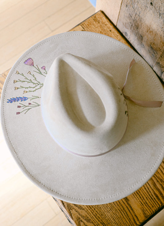 The Kim - Custom Hand-Burned and Hand-Painted Wildflower Hat