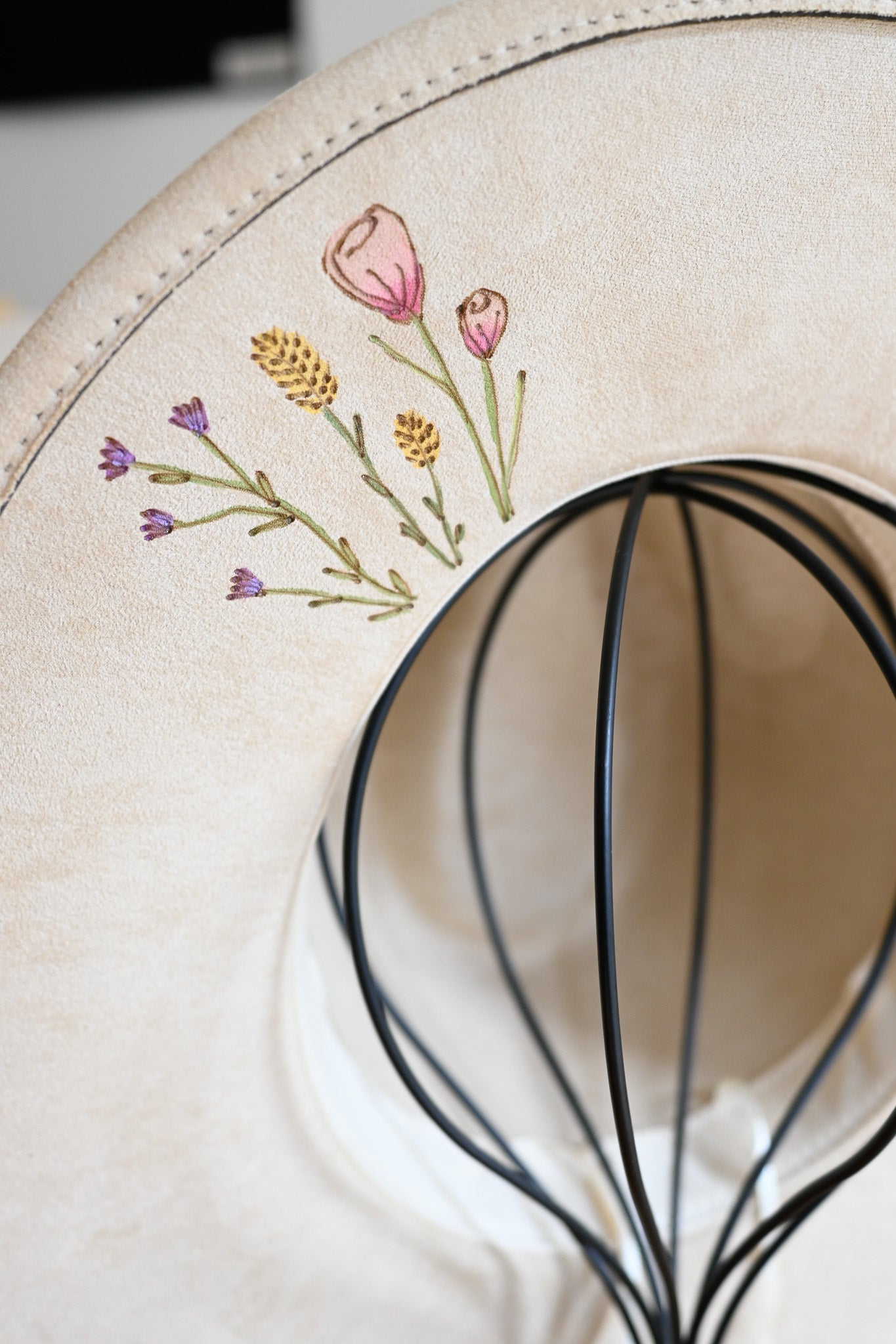 Custom Order Hand-Burned and Painted Wildflower Hat