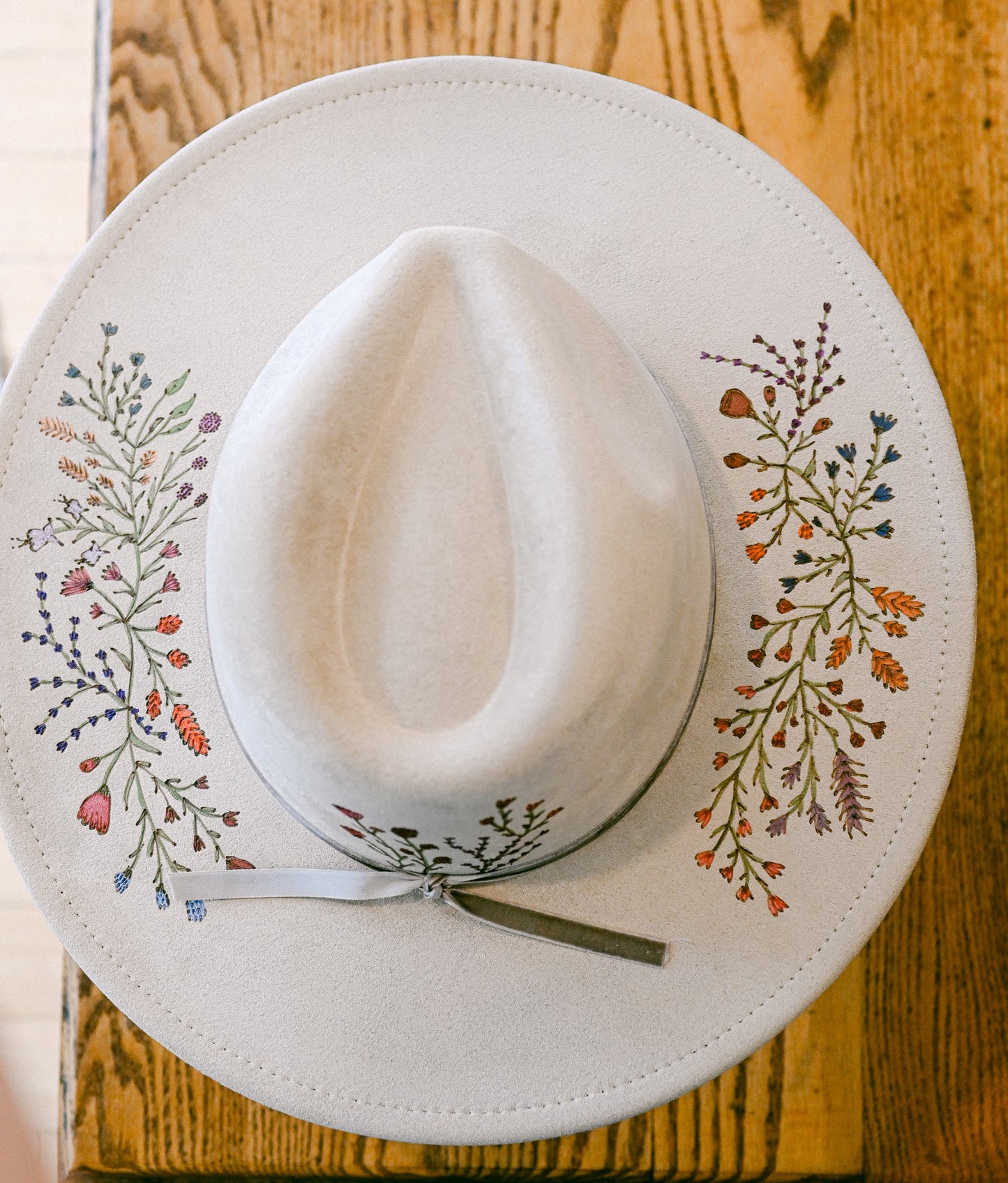 The Rowan - Hand-Burned and Hand-Painted Wildflower Hat