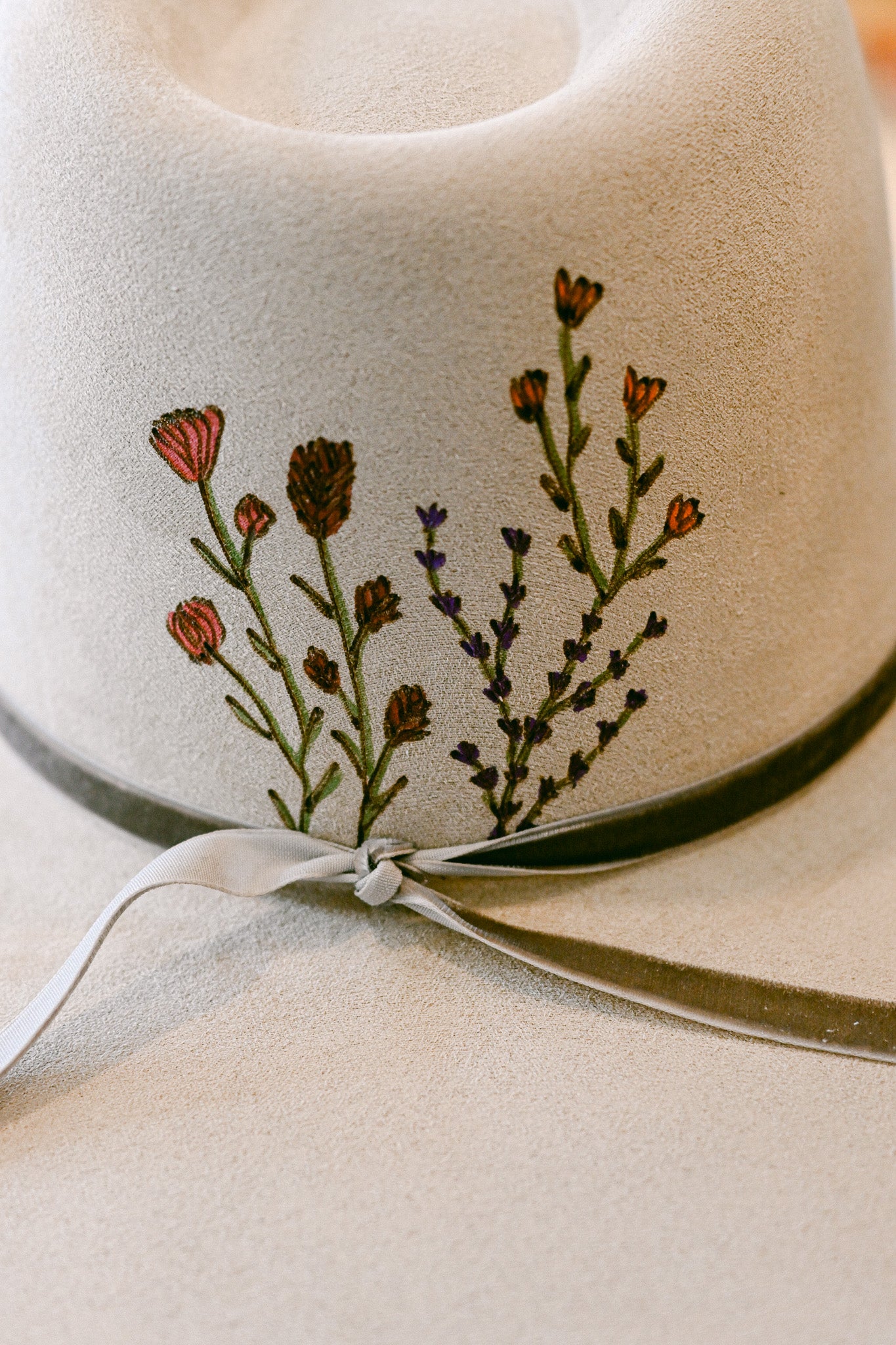 The Rowan - Hand-Burned and Hand-Painted Wildflower Hat