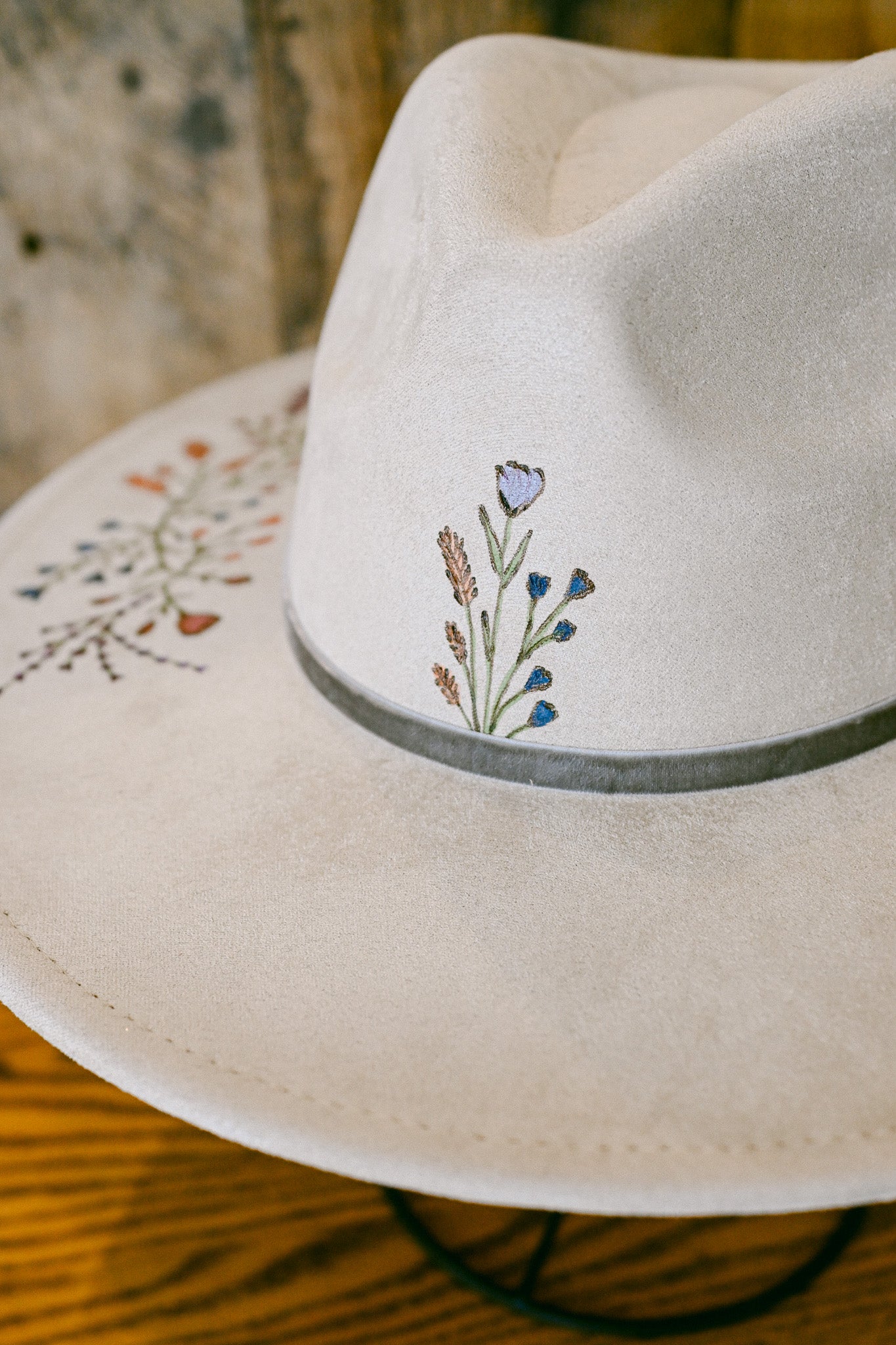 The Rowan - Hand-Burned and Hand-Painted Wildflower Hat
