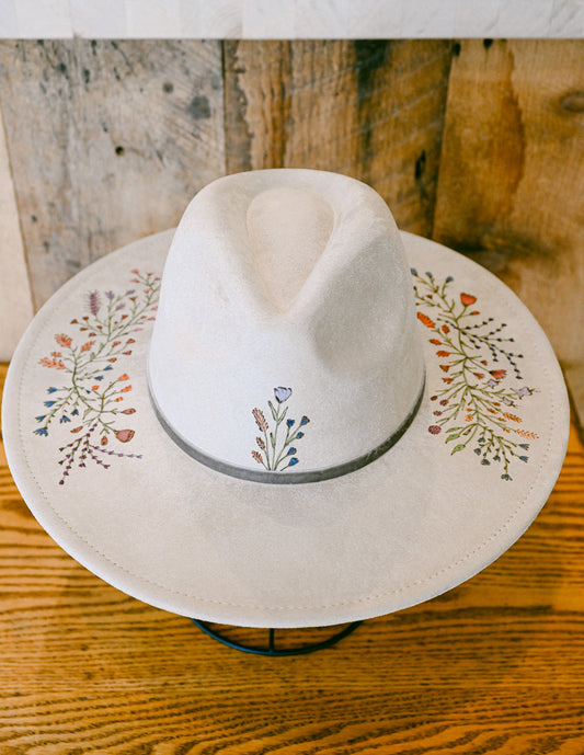The Rowan - Hand-Burned and Hand-Painted Wildflower Hat