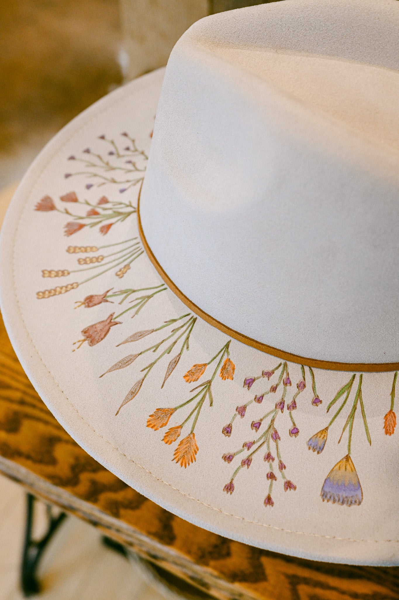 The Sierra - Hand-Burned and Hand-Painted Wildflower Hat