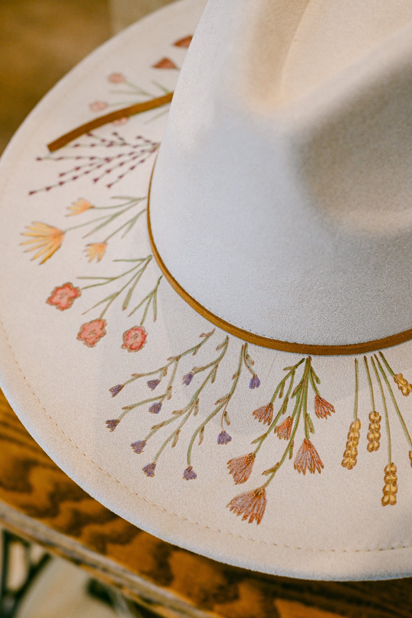 The Sierra - Hand-Burned and Hand-Painted Wildflower Hat