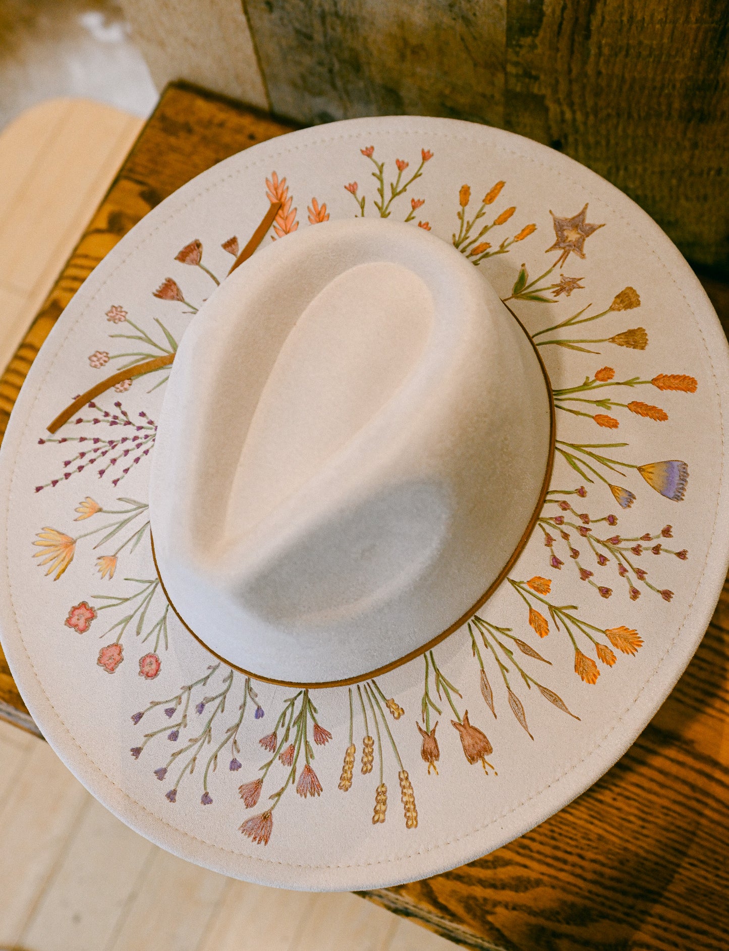 The Sierra - Hand-Burned and Hand-Painted Wildflower Hat