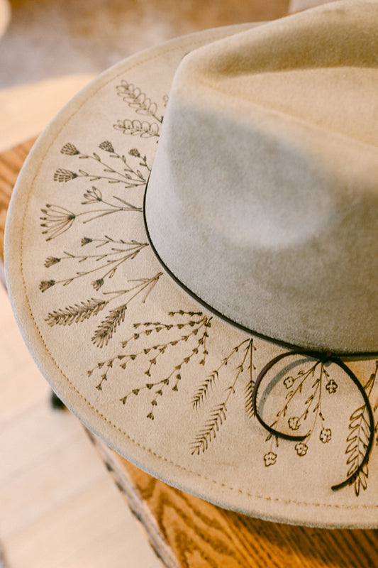 The Alice - Hand-Burned Wildflower Hat