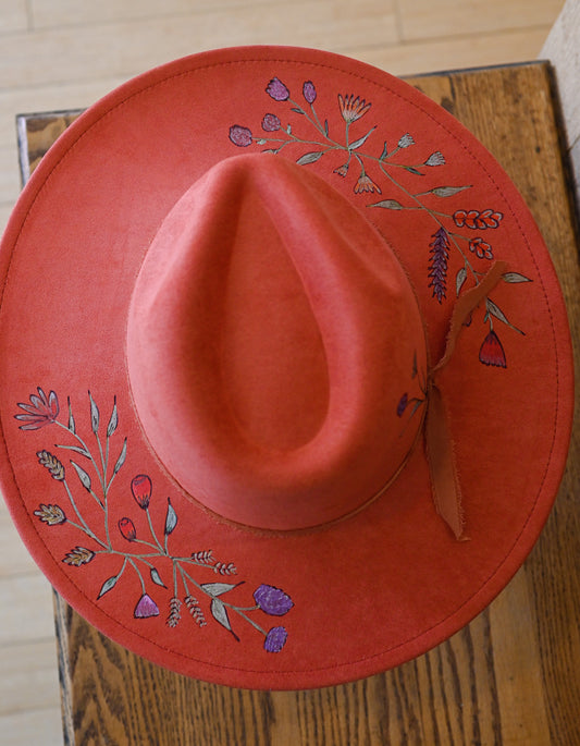 The Sienna - Hand-Burned and Hand-Painted Wildflower Hat