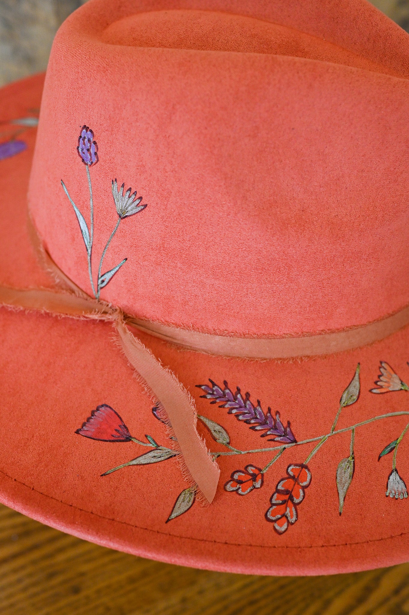 The Sienna - Hand-Burned and Hand-Painted Wildflower Hat