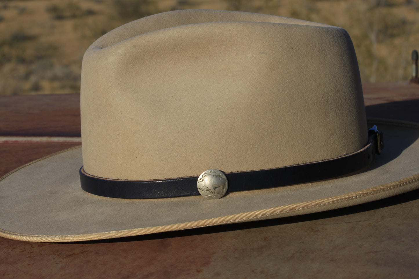 Buffalo Nickel Leather Hat Band