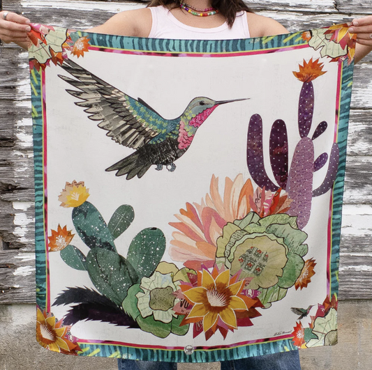 Cactus Blooms 100% Silk Scarf
