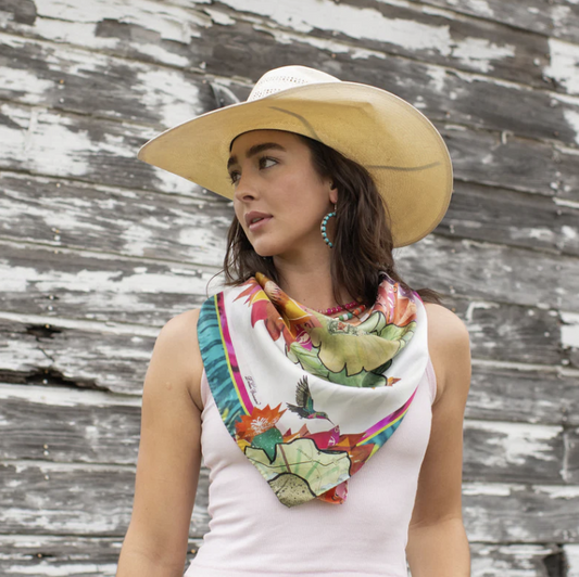 Cactus Blooms 100% Silk Scarf
